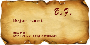 Bojer Fanni névjegykártya
